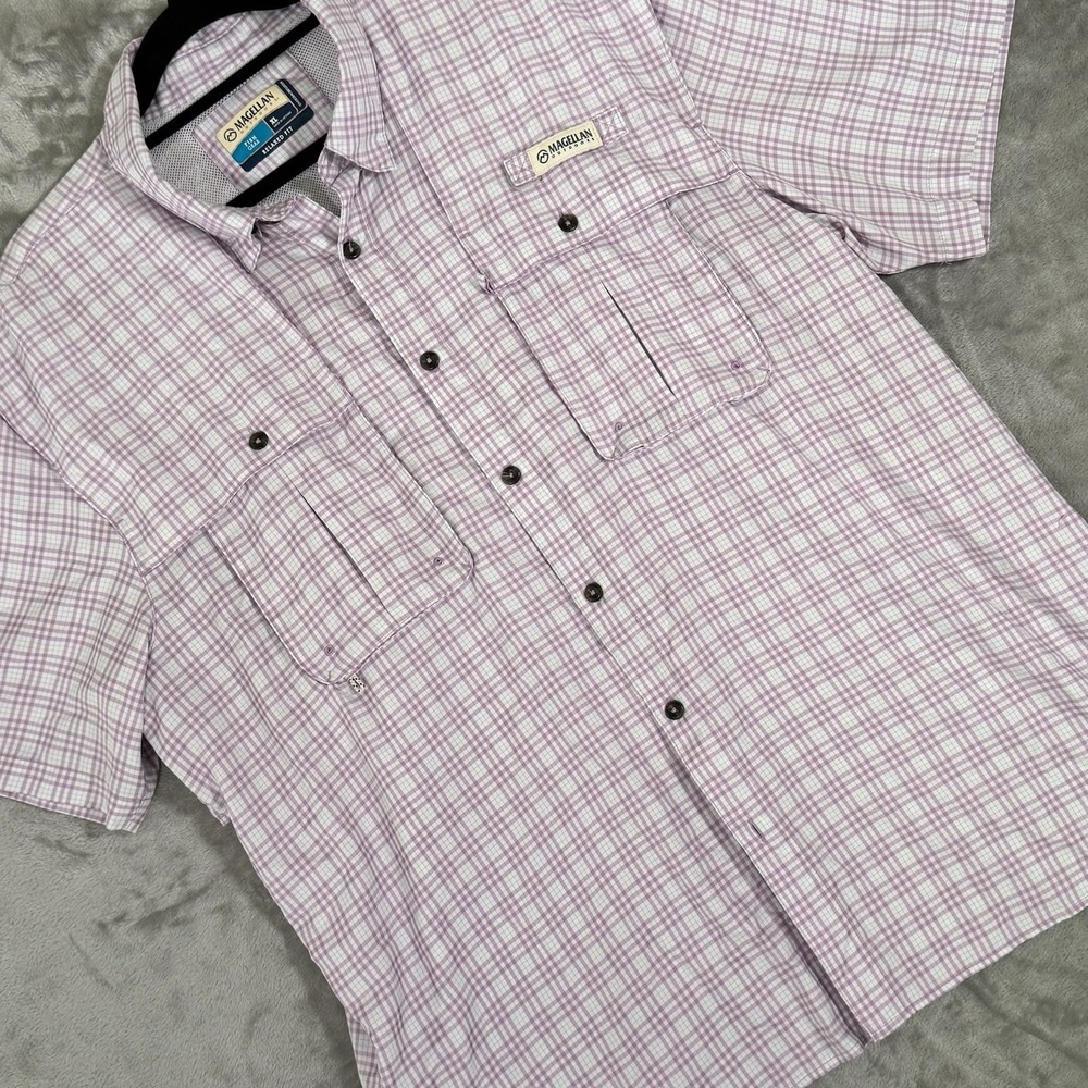 Magellan Outdoors Fish Gear Men's XL Button Up Shirt Vented Mesh Relaxed Fit